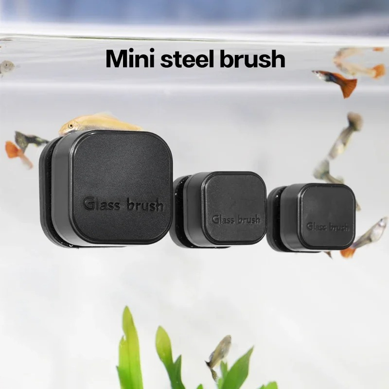 Planted Aquarium Cleaning - Mini Square Magnetic Brush Aquarium Glass